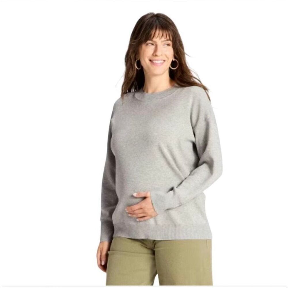 🌸 Ingrid & Isabel Maternity Gray Crewneck Pullover Sweater Size XXL New
